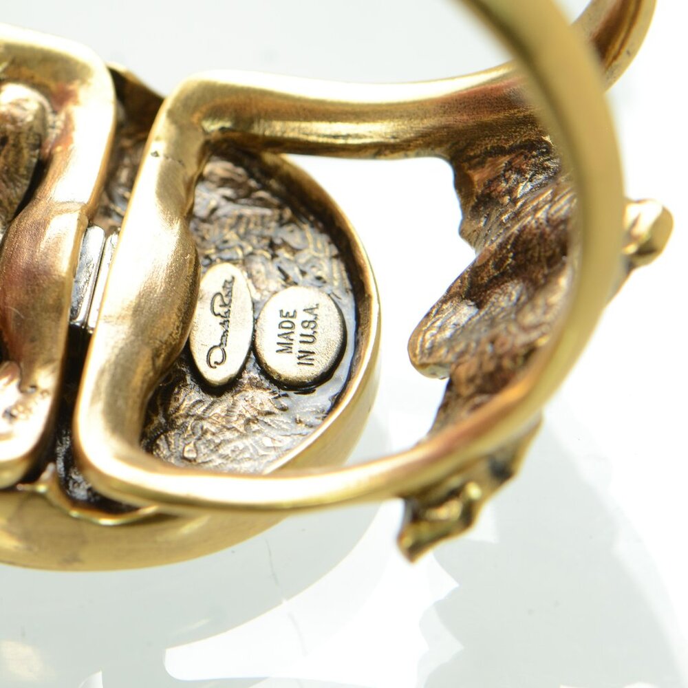 Oscar de la Renta Golgtone & Green Cuff Bracelet - Picture 7 of 8